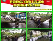 Siaga Banjir. Tepbek 011-44-02. B/Langsa melaksanakan pembuatan Dapur Lapangan di Dinas Perhubungan Aceh Timur di Wilayah Peurlak.