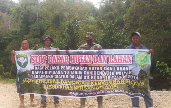 Cegah Karhutla, Danpos Ramil Bandar Pusaka Imbau Masyarakat Tak Bakar Hutan