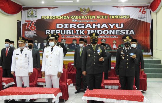 Komandan Kodim 0117/Aceh Tamiang Ikut Peringatan Detik – Detik Proklamasi HUT RI ke-76  Secara Virtual