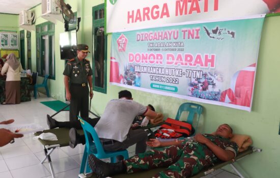 Kodim 0111/Bireuen Gelar Donor Darah Dalam Rangka Sambut HUT TNI Ke-77