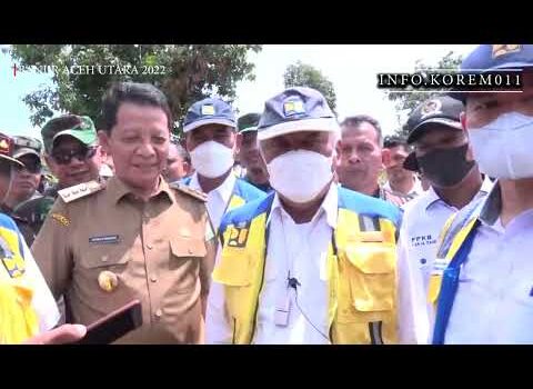 Danrem 011/LW Dampingi Menteri PUPR Kunjungi Aceh Utara Cek Tanggul dan Waduk Banjir Krueng Kerto